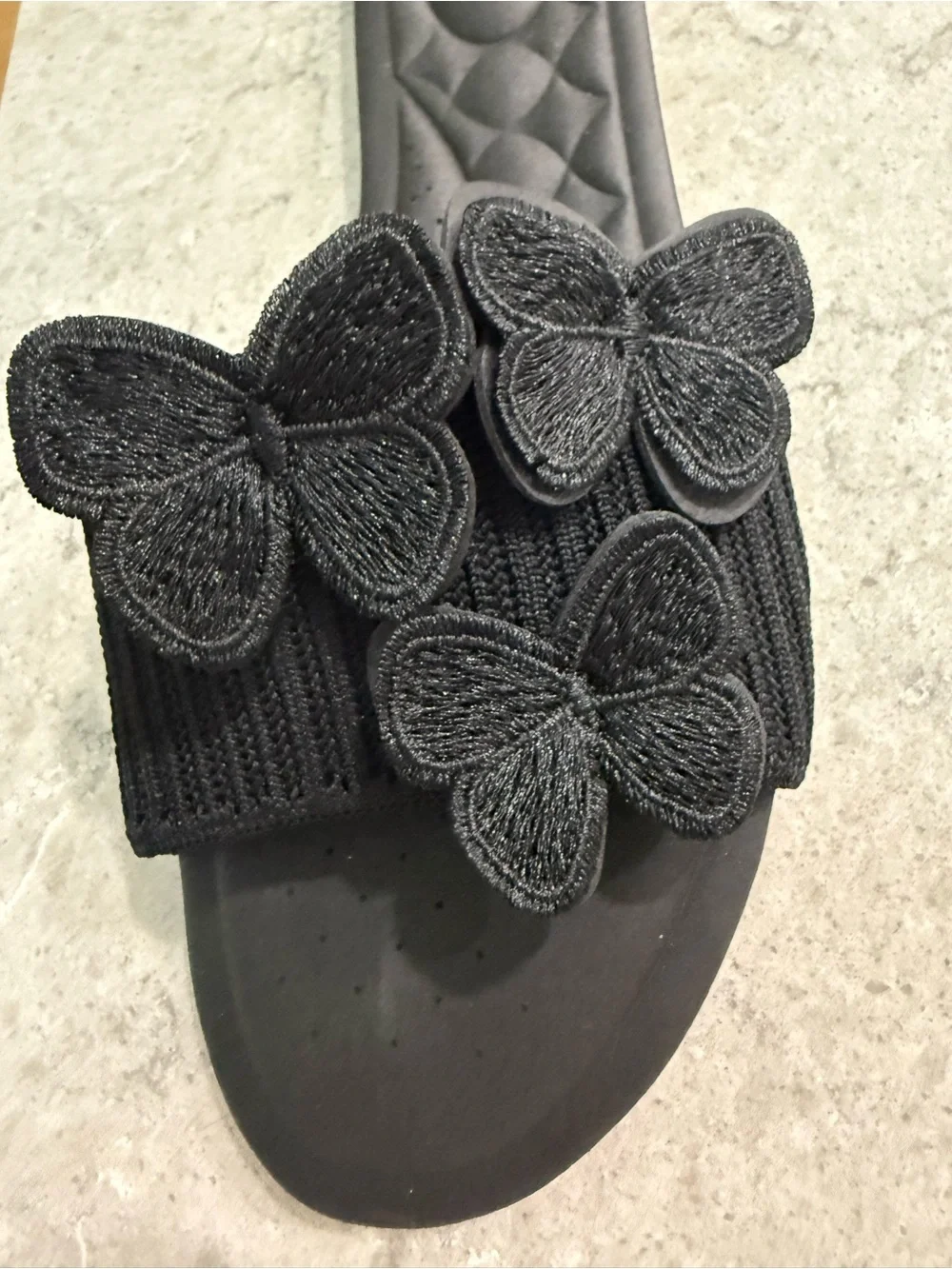 VIVAIA Black Butterfly Slide Sandals